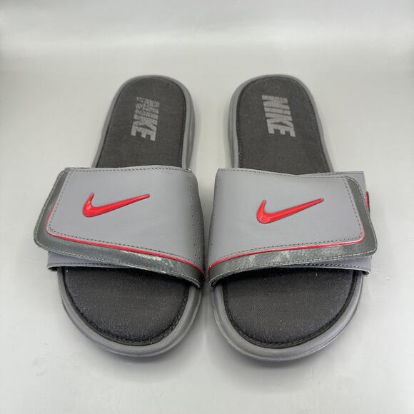 Nike Comfort Slide 2 Slides Sandals Mens Size 8 Grey Red Adjustable Strap
